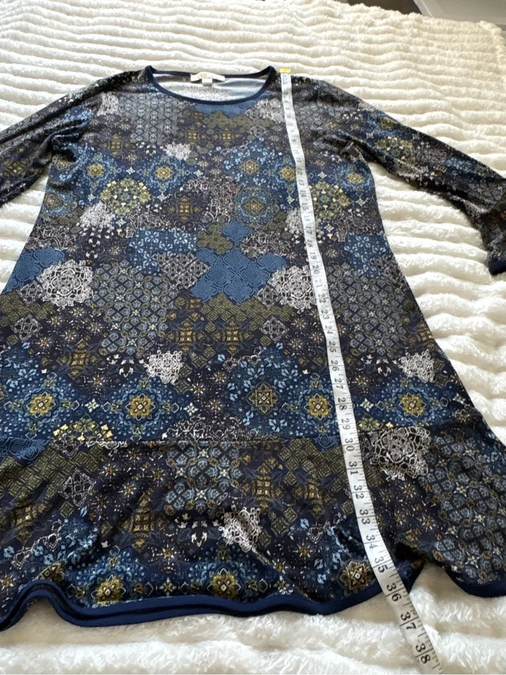 MICHAEL Michael Kors Dress Women’s XL Blue Medallion Bell Sleeve Fit Flare